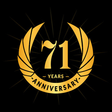 71 years anniversary celebration logotype. Elegant anniversary design. Seventy-one years logo.