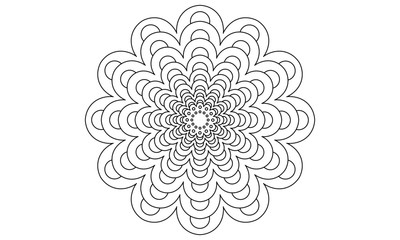Black line mandala pattern on white background