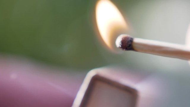 Lighting a Match Closeup Slow Motion