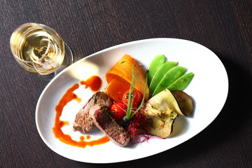 a good meal with wine