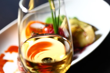 a good meal with wine