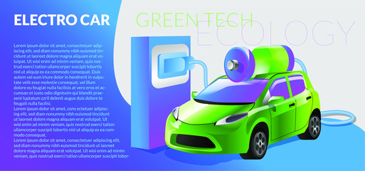 Electro car & battery vector illustration