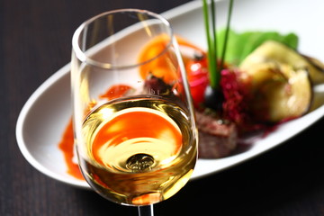 a good meal with wine