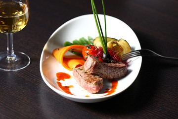 a good meal with wine