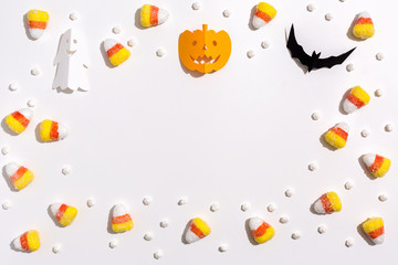 Halloween themed background border on a white background