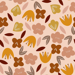 Seamless floral pattern. Modern pattern with flowers for textile, wrapping paper or background. Flat vector illustration