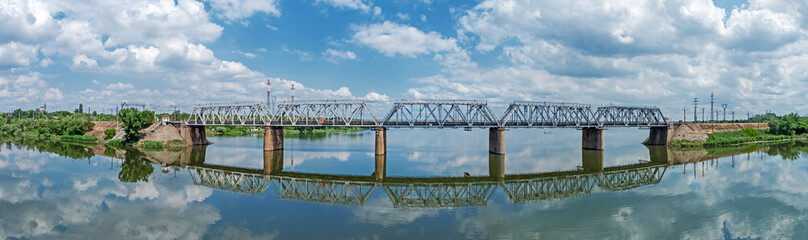 Railroad bridge across river