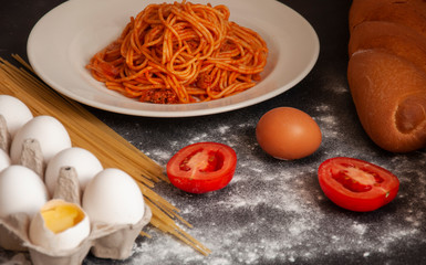 closeup, pattern, pasta, spaghetti, meal
