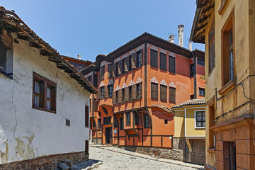 Fototapeta na wymiar Nineteenth Century Houses in old town of city of Plovdiv, Bulgaria