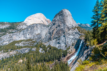 Vernal Falls from the top on the descent path to Bernal Falls. California, United States