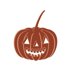 halloween pumpkin with scary face on white background