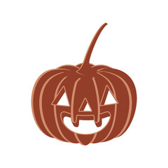 halloween pumpkin with scary face on white background
