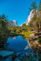 Landscape in Mirror lake, Yosemite. California, United States