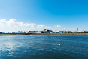 (東京都ｰ都市風景)若洲海浜公園から望む新木場側の風景２