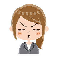 ビジネスウーマン　表情　不満
