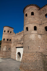 The ancient Porta Asinaria a gate in the Aurelian Wall of Rome
