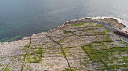 4K Aerial view of beach in Inisheer, Aran Islands, Clare, Ireland