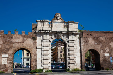 Fototapeta premium Porta San Giovanni a gate in the Aurelian Wall of Rome
