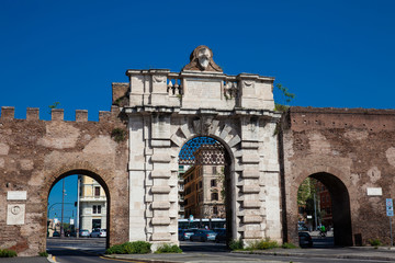 Porta San Giovanni a gate in the Aurelian Wall of Rome
