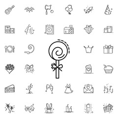 Lollipop dusk style neon icon. Elements of birthday set. Simple icon for websites, web design, mobile app, info graphics