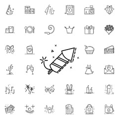 Fireworks dusk style neon icon. Elements of birthday set. Simple icon for websites, web design, mobile app, info graphics