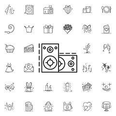 Acoustic system dusk style neon icon. Elements of birthday set. Simple icon for websites, web design, mobile app, info graphics