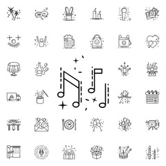 Musical notes dusk style neon icon. Elements of birthday set. Simple icon for websites, web design, mobile app, info graphics