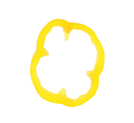 Cut yellow bell pepper isolated on white