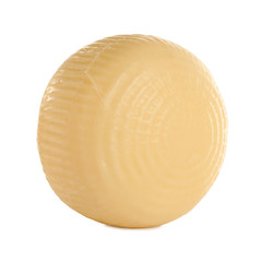 Head of tasty fresh cheese on white background