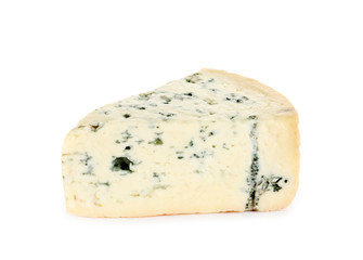 Piece of tasty blue cheese isolated on white