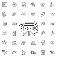 Camera dusk style neon icon. Elements of birthday set. Simple icon for websites, web design, mobile app, info graphics