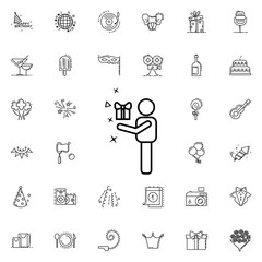 Give gift dusk style neon icon. Elements of birthday set. Simple icon for websites, web design, mobile app, info graphics