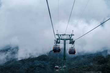 cable car in the mountains view