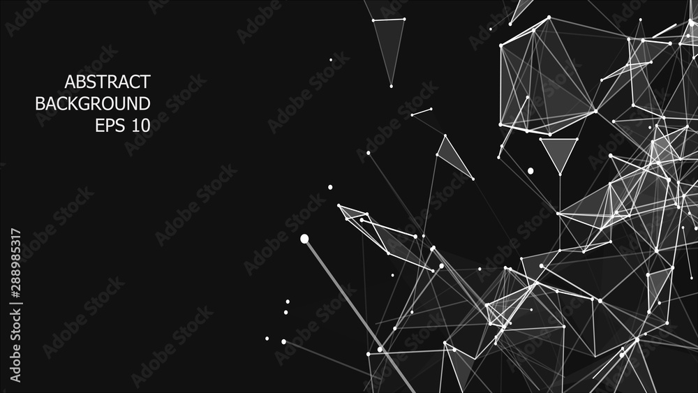 Fototapete Abstract background with connecting dots and lines. Network connection structure. Plexus effect. 3d rendering.