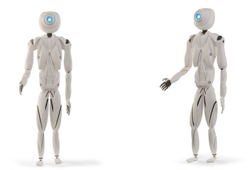 artificial intelligence robots white 3d-illustration