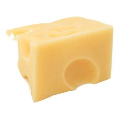 Cubes of cheese. Cheese block isolated on white background cutout