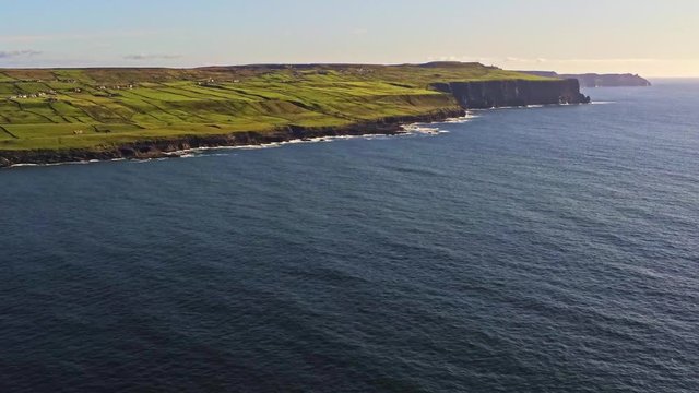 4K Aerial view of beach in Doolin, Clare, Ireland