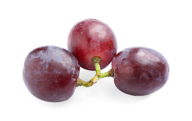 Fresh ripe juicy pink grapes isolated on white