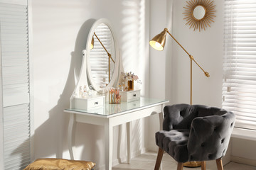 Stylish room interior with elegant dressing table