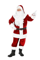 Happy authentic Santa Claus on white background