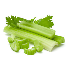 Celery stalk bunch isolated om white background cut out.