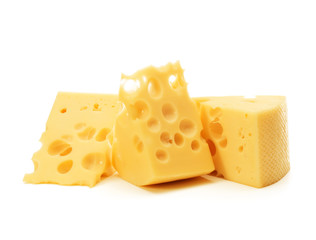 Cheese block isolated on white background cutout