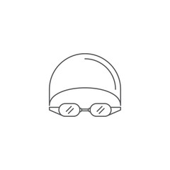Swimming hat and glasses vector icon symbol isolated on white background