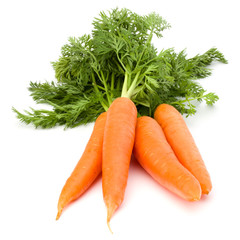 Carrot vegetable with leaves isolated on white background cutout