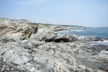 Fototapeta na wymiar Rocky coastline in New England