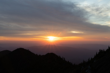 Obraz premium Sunset view from Clifftops overlook, Great Smoky Mountains National Park