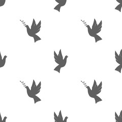 Pigeon or dove silhouettes. Seamless background. Symbol of peace, love, tolerance and trust. Vector illustration.