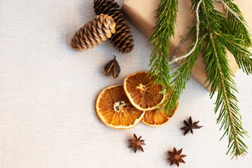 christmas composition on a light background