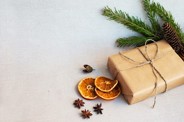 christmas composition on a light background