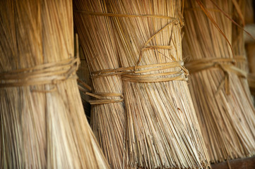 Papyrus is combined as a raw material for use in weaving mats.